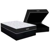 Conjunto Box Baú Casal: Colchão Espuma Orthoflex D45 Bari + Base CRC Suede Black(138x188)