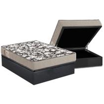 Conjunto Box Baú Casal: Colchão Espuma Ortobom D26 Physical Ultra Resistente + Base CRC Suede Gray (138x188)