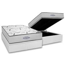 Conjunto Box Baú Casal: Colchão Espuma Ortobom D45 Highfoam + Base CRC Courano White (138x188)