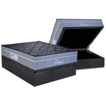 Conjunto Box Baú Casal: Colchão Molas Paropas Ensacadas Petrus Grafite + Base CRC Suede Gray (138x188)