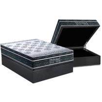 Conjunto Box Baú Casal: Colchão Molas Probel Ensacadas ProDormir Springs Black + Base CRC Suede Gray (138x188)