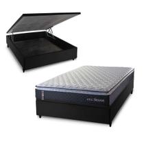 Conjunto Box Baú Casal Dakota Preto 138x188x64 Espuma D33 Conjunto Box Baú Casal Dakota Preto 138x188x64 Espuma D33