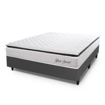 Conjunto Box Baú Casal Hellen Colchão Yaris Pillow Top Cinza Conjunto Box Baú Casal Hellen Colchão Yaris Pillow Top Cinza