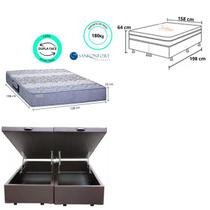 Conjunto Box Baú Casal Queen + Colchão Espuma Ortopédico Dupla Face Sankonfort Protege 158x198x64 Conjunto Box Baú Casal Queen + Colchão Espuma Ortopédico Dupla Face Sankonfort Protege 158x198x64