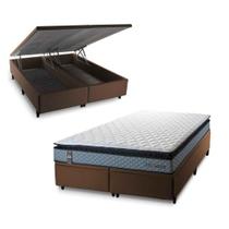 Conjunto Box Baú Chicago Cinza 158x198x64 Espuma D33