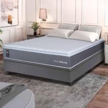 Conjunto Box Baú Cinza Argel Cinza Espuma D33 Casal 138x188x74 - King House