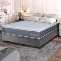 Conjunto Box Baú Cinza Argel Cinza Espuma D33 King 193x203x74 - King House