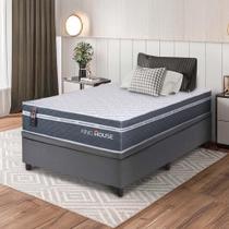 Conjunto Box Baú Cinza Cairo Cinza Molas Ensacadas Solteiro 96x203x71 - King House