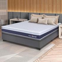 Conjunto Box Baú Cinza Durban Azul Espuma D28 Casal 138x188x64 - King House