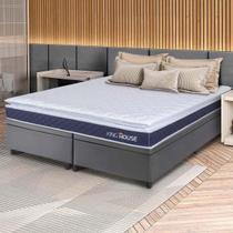 Conjunto Box Baú Cinza Durban Azul Espuma D28 King 193x203x64 - King House Conjunto Box Baú Cinza Durban Azul Espuma D28 King 193x203x64 - King House