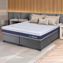 Conjunto Box Baú Cinza Durban Azul Espuma D28 Queen 158x198x64 - King House