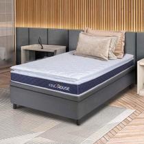 Conjunto Box Baú Cinza Durban Azul Espuma D28 Solteiro 88x188x64 - King House