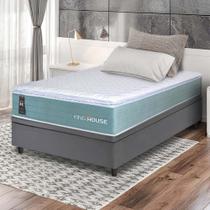 Conjunto Box Baú Cinza Lagos Verde Molas Ensacadas Solteiro 88x188x73 - King House