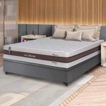 Conjunto Box Baú Cinza Mali Bege Molas Ensacadas Casal 138x188x77 - King House Conjunto Box Baú Cinza Mali Bege Molas Ensacadas Casal 138x188x77 - King House