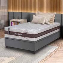 Conjunto Box Baú Cinza Mali Bege Molas Ensacadas Solteiro 88x188x77 - King House