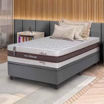 Conjunto Box Baú Cinza Mali Bege Molas Ensacadas Solteiro 96x203x77 - King House