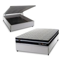 Conjunto Box Baú Durham Preto 138x188x67 c/ Molas Ensacadas