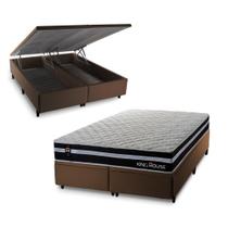 Conjunto Box Baú Durham Preto 158x198x67 c/ Molas Ensacadas