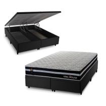 Conjunto Box Baú Durham Preto 193x203x67 c/ Molas Ensacadas