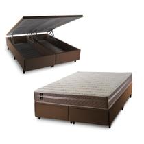 Conjunto Box Baú Georgia Bege 158x198x67 c/ Molas Ensacadas