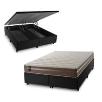 Conjunto Box Baú Georgia Bege 193x203x67 c/ Molas Ensacadas