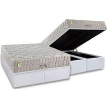 Conjunto Box Baú King: Colchão Espuma Anjos Molas Ensacadas MasterPocket King Best New + Base CRC Courano White(193x203)
