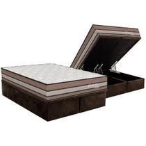 Conjunto Box Baú King: Colchão Espuma Orthoflex Molas Ensacadas MasterPocket Seleto Double Face + Base CRC Suede Brown(193x203)