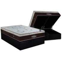 Conjunto Box Baú King: Colchão Espuma Ortobom SuperPocket Sleep King + Base CRC Suede Black(186x198)