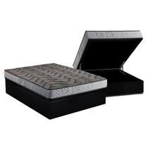 Conjunto Box Baú King: Colchão Espuma Paropas Compact AG 65 / D28 Royalle Rústico Prata + Base CRC Suede Black (193x203)