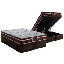 Conjunto Box Baú King: Colchão Espuma Probel Colchão D33 / Firmepedic ProDormir Advanced Tech1500 Plus Brown + Base CRC Suede Brown(193x203)