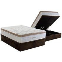 Conjunto Box Baú King: Colchão Molas Herval Ensacadas Toronto + Base CRC Suede Brown (193x203)
