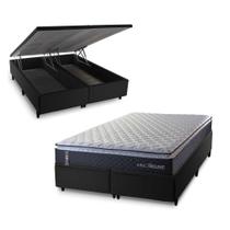 Conjunto Box Baú King Dakota Preto 193x203x64 Espuma D33