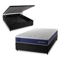 Conjunto Box Baú Lagras Azul 138x188x73 c/ Molas Ensacadas