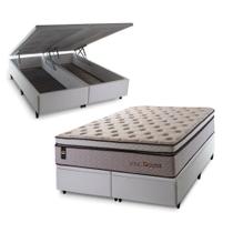 Conjunto Box Baú Liverpool Bege 158x198x80 c/ Molas Ensacadas