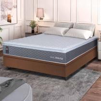 Conjunto Box Baú Marrom Argel Cinza Espuma D33 Casal 138x188x74 - King House