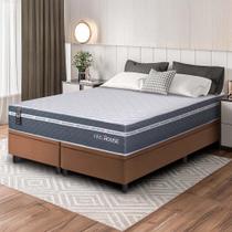 Conjunto Box Baú Marrom Cairo Cinza Molas Ensacadas Queen 158x198x71 - King House