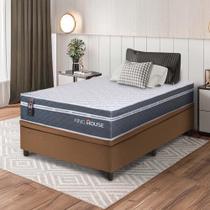 Conjunto Box Baú Marrom Cairo Cinza Molas Ensacadas Solteiro 96x203x71 - King House Conjunto Box Baú Marrom Cairo Cinza Molas Ensacadas Solteiro 96x203x71 - King House