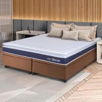 Conjunto Box Baú Marrom Durban Azul Espuma D28 Queen 158x198x64 - King House Conjunto Box Baú Marrom Durban Azul Espuma D28 Queen 158x198x64 - King House