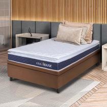 Conjunto Box Baú Marrom Durban Azul Espuma D28 Solteiro 88x188x64 - King House Conjunto Box Baú Marrom Durban Azul Espuma D28 Solteiro 88x188x64 - King House