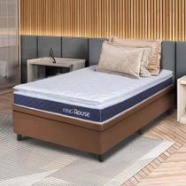 Conjunto Box Baú Marrom Durban Azul Espuma D28 Solteiro 96x203x64 - King House