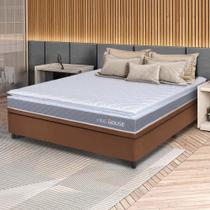 Conjunto Box Baú Marrom Durban Cinza Espuma D28 Casal 138x188x64 - King House