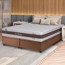 Conjunto Box Baú Marrom Mali Bege Molas Ensacadas King 193x203x77 - King House