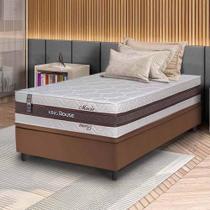 Conjunto Box Baú Marrom Mali Bege Molas Ensacadas Solteiro 88x188x77 - King House Conjunto Box Baú Marrom Mali Bege Molas Ensacadas Solteiro 88x188x77 - King House