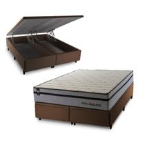 Conjunto Box Baú Preston Cinza 193x203x78 c/ Molas Ensacadas