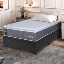 Conjunto Box Baú Preto Argel Cinza Espuma D33 Solteiro 96x203x74 - King House Conjunto Box Baú Preto Argel Cinza Espuma D33 Solteiro 96x203x74 - King House