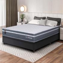 Conjunto Box Baú Preto Cairo Cinza Molas Ensacadas Casal 138x188x71 - King House