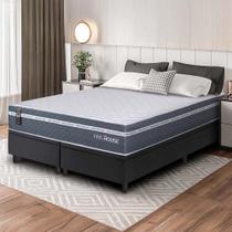 Conjunto Box Baú Preto Cairo Cinza Molas Ensacadas Queen 158x198x71 - King House