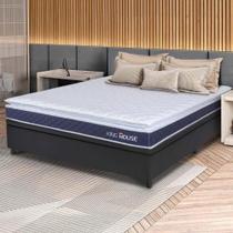 Conjunto Box Baú Preto Durban Azul Espuma D28 Casal 138x188x64 - King House Conjunto Box Baú Preto Durban Azul Espuma D28 Casal 138x188x64 - King House