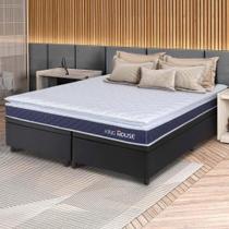 Conjunto Box Baú Preto Durban Azul Espuma D28 King 193x203x64 - King House Conjunto Box Baú Preto Durban Azul Espuma D28 King 193x203x64 - King House