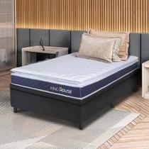 Conjunto Box Baú Preto Durban Azul Espuma D28 Solteiro 96x203x64 - King House